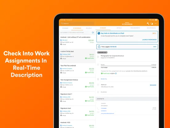 Ảnh chụp màn hình của WorkMarket by ADP iPad 