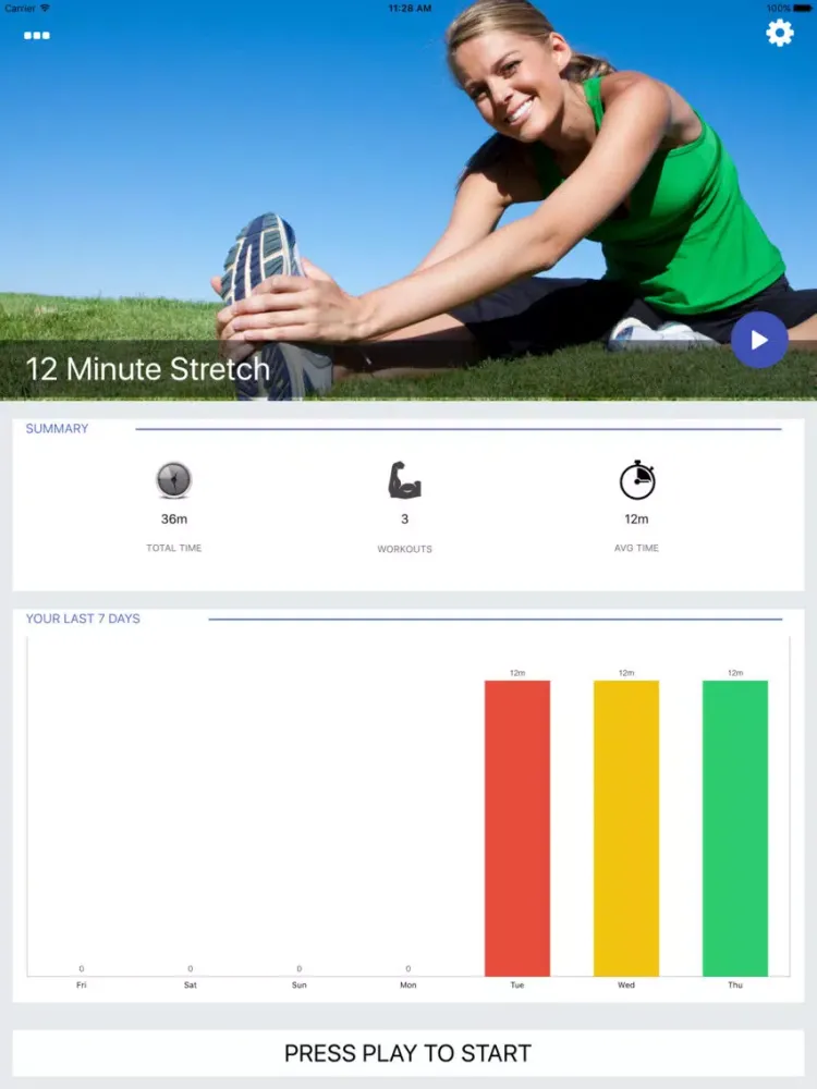 Ảnh chụp màn hình của 12 Min Stretch Challenge Workout PRO - Pain Relief iPad 