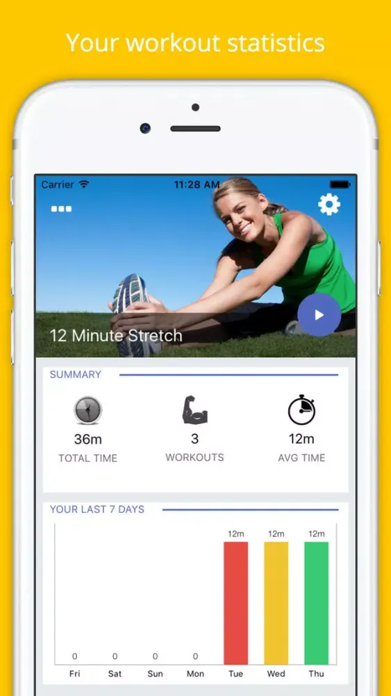 Ảnh chụp màn hình của 12 Min Stretch Challenge Workout PRO - Pain Relief