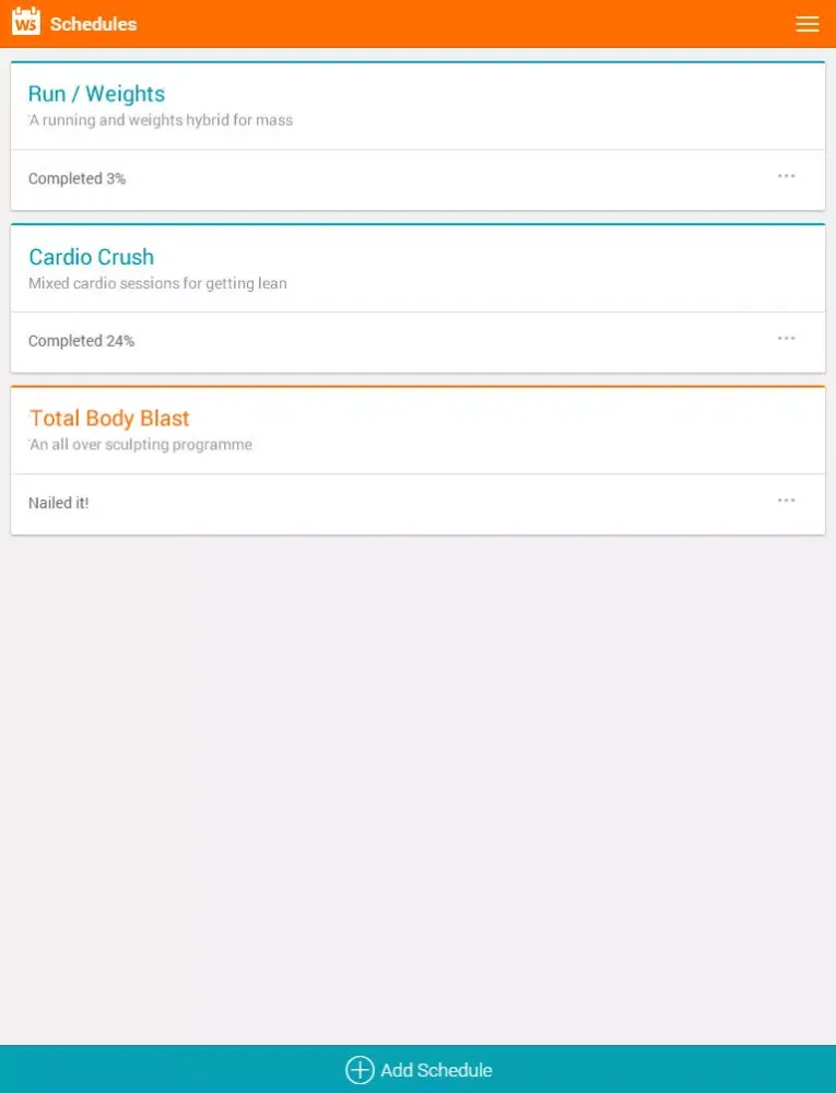 Workout Scheduler iPad  Screenshots