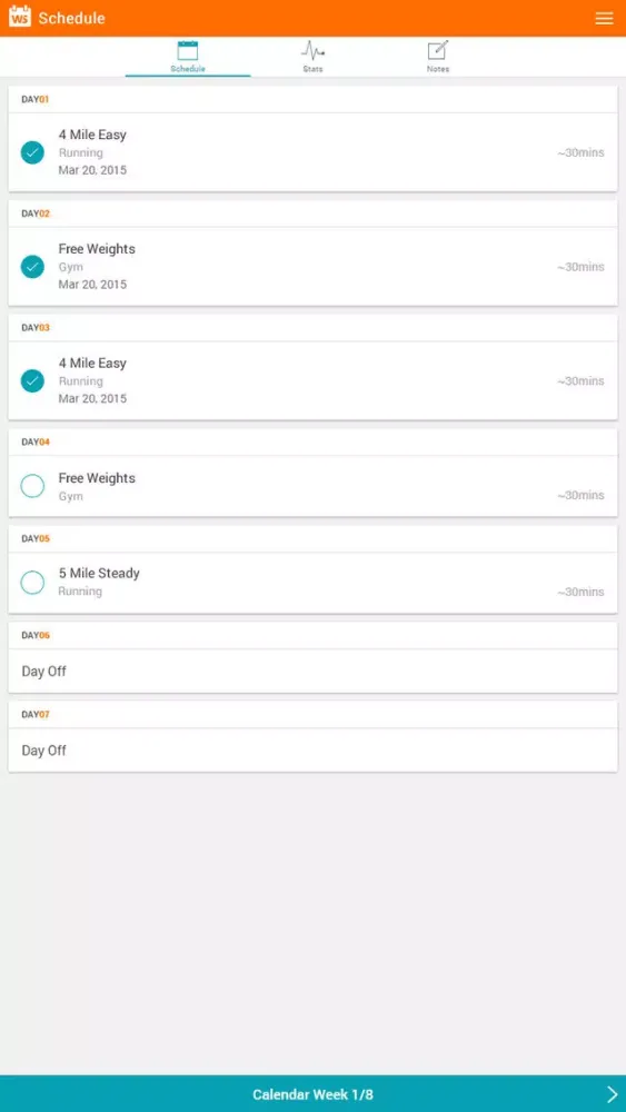 Workout Scheduler Screenshots