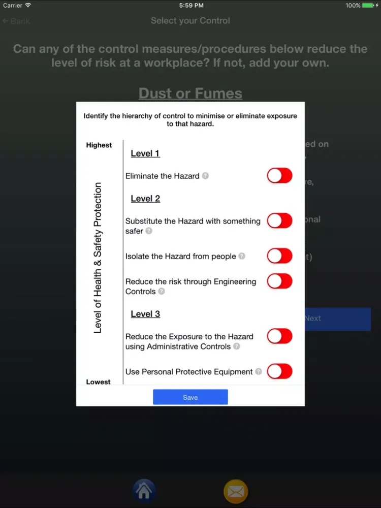 Captures d'écran de Workplace Risk Manager iPad 