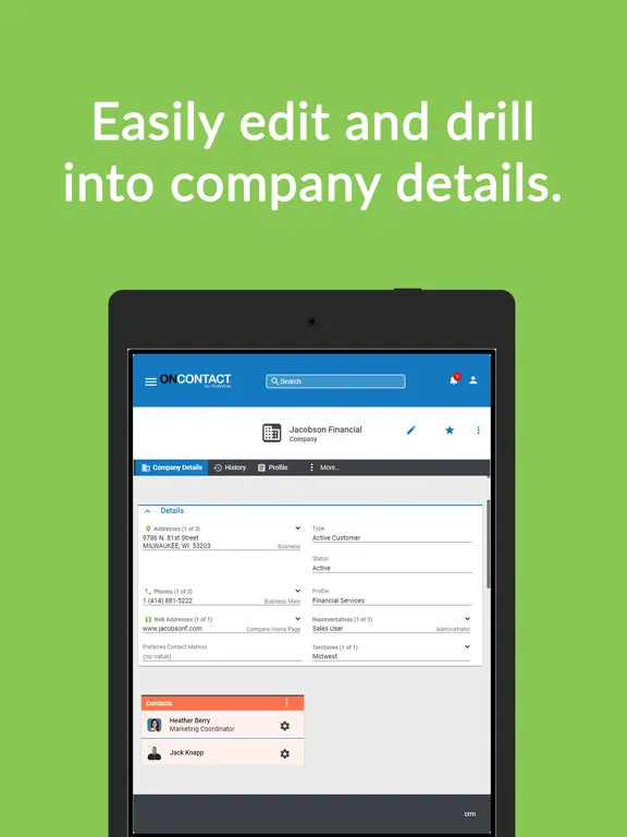 تصاویر Oncontact CRM 10 iPad 