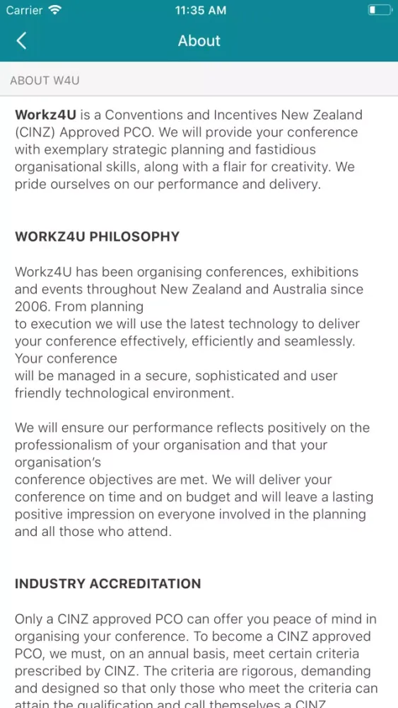 Workz4U Conference Management Screenshots