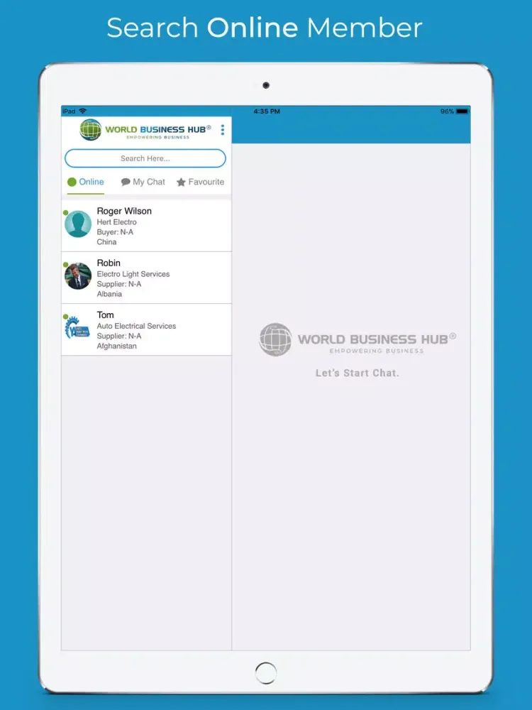 Tangkapan skrin World Business Hub iPad 
