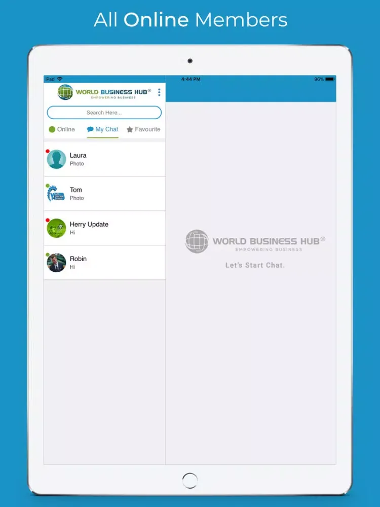 Tangkapan skrin World Business Hub iPad 