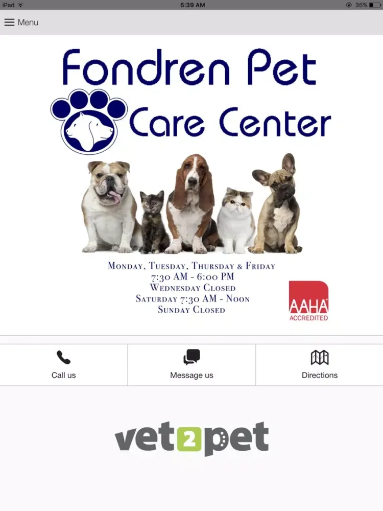 Tangkapan skrin Fondren Pet Care iPad 