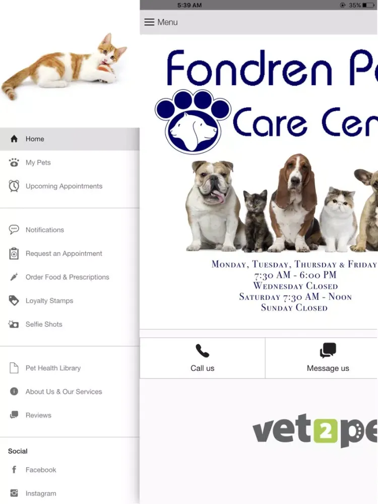 Tangkapan skrin Fondren Pet Care iPad 
