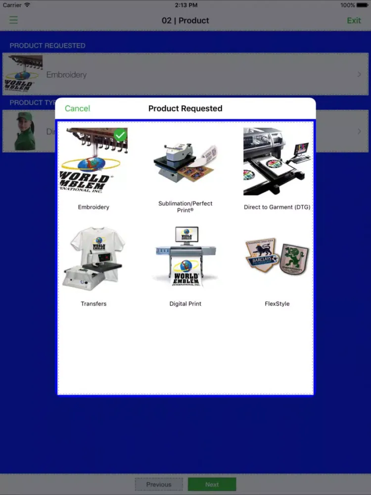 ภาพหน้าจอของ World Emblem Apparel Decorator iPad 