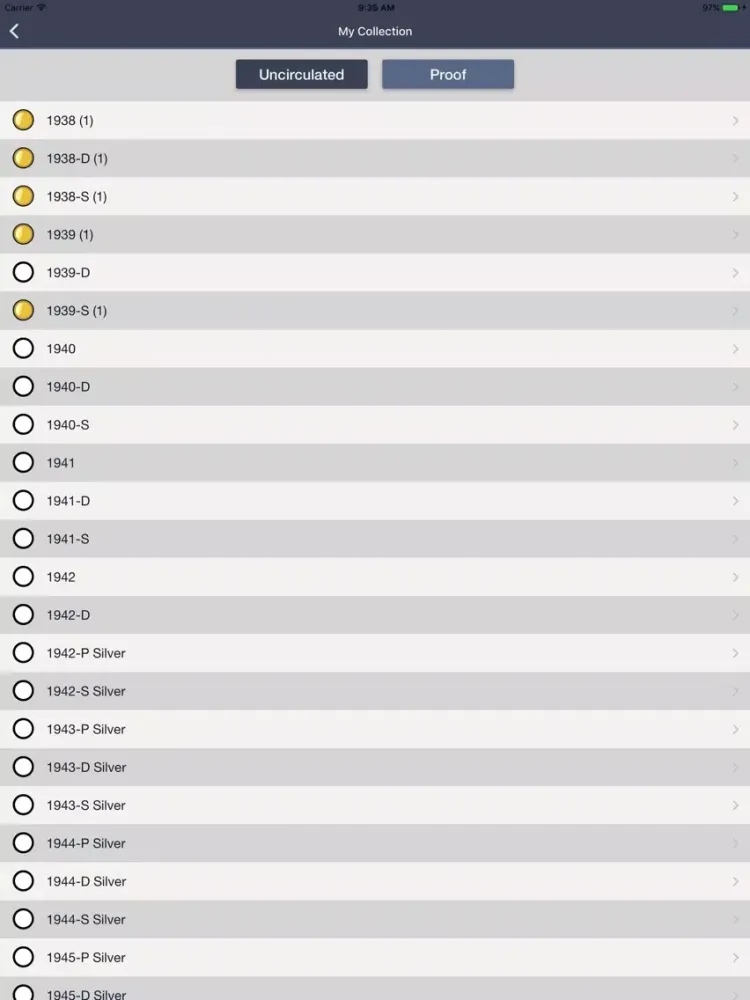 Screenshot di Jefferson Nickels Collector iPad 
