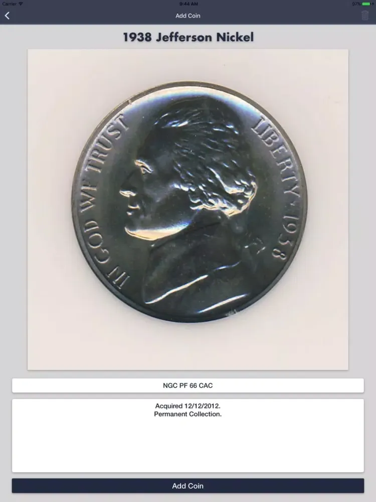 Screenshot di Jefferson Nickels Collector iPad 