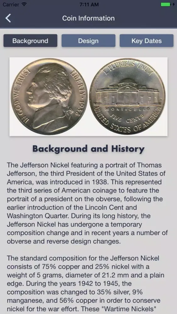 Screenshot di Jefferson Nickels Collector