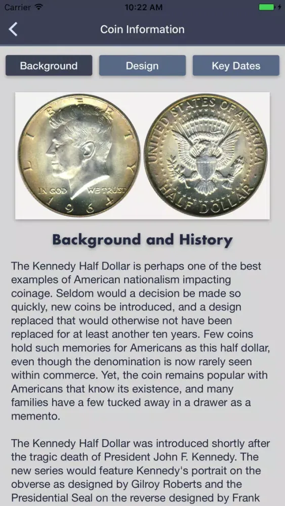 Tangkapan skrin Kennedy Half Dollars - Coin Collection Tracker