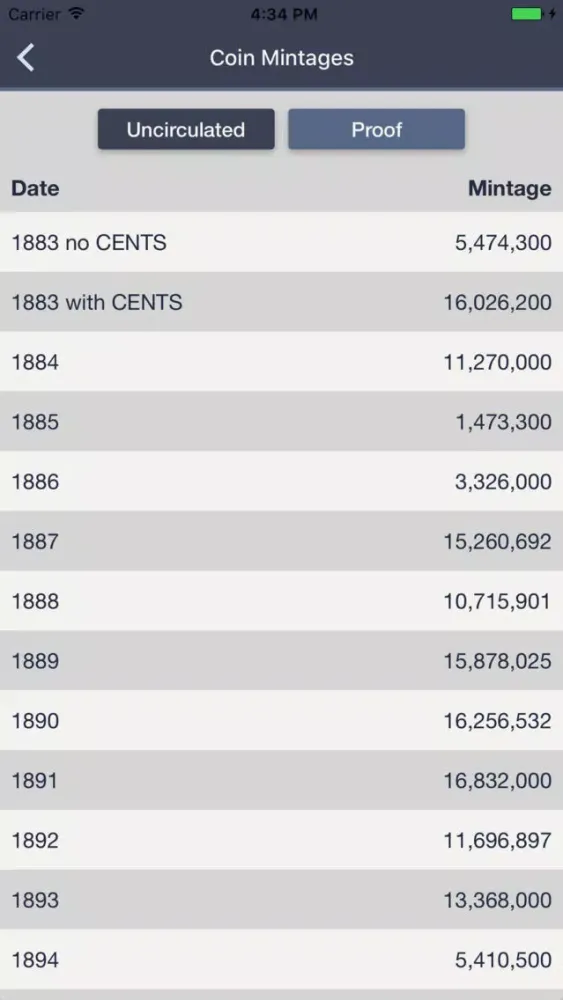 Capturas de tela do Liberty Nickels - Coin Guide & Collection Tracker