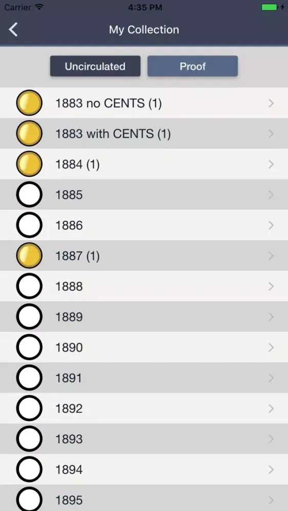 Capturas de tela do Liberty Nickels - Coin Guide & Collection Tracker