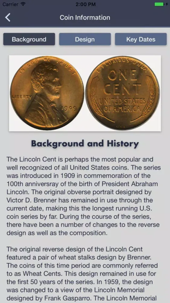 Capturas de tela do Lincoln Cents - Coin Guide & Collection Tracker