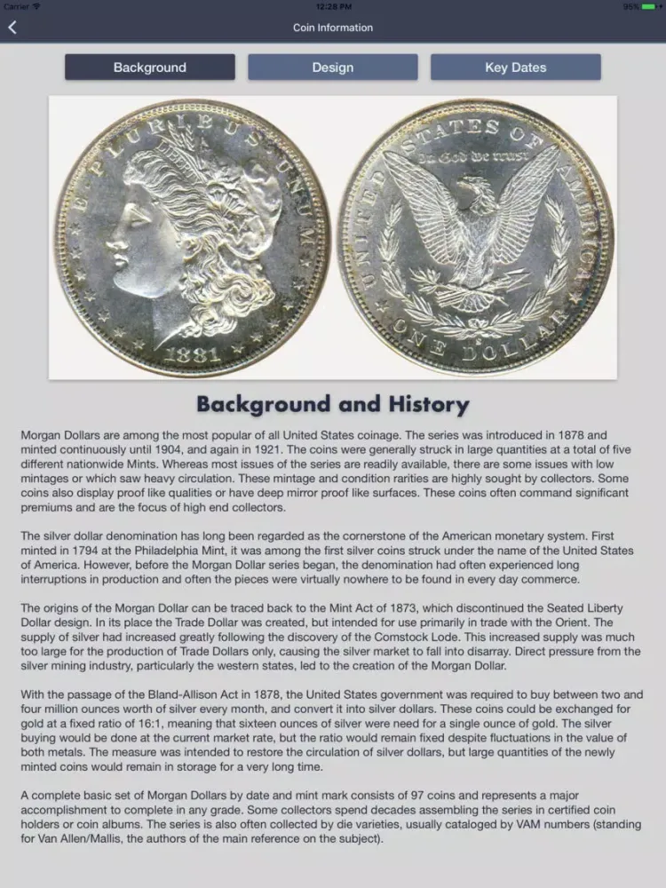 Ảnh chụp màn hình của Morgan Dollars - Coin Guide & Collection Tracker iPad 