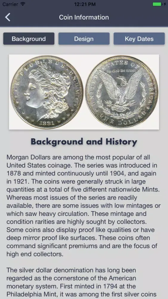 Ảnh chụp màn hình của Morgan Dollars - Coin Guide & Collection Tracker