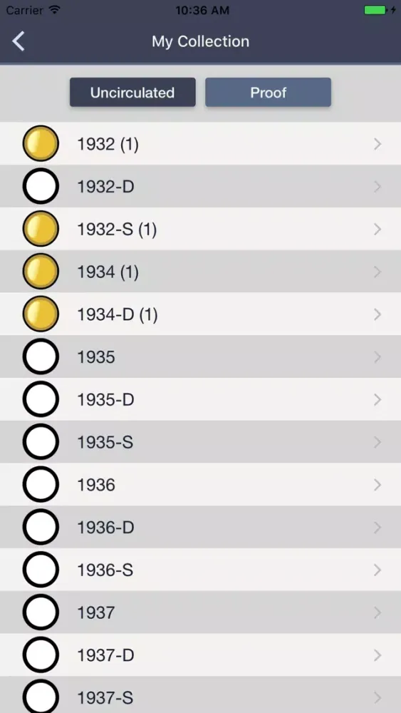 Tangkapan layar Washington Quarters- Coin Guide Collection Tracker