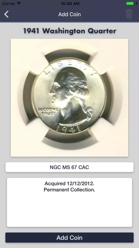 Tangkapan layar Washington Quarters- Coin Guide Collection Tracker