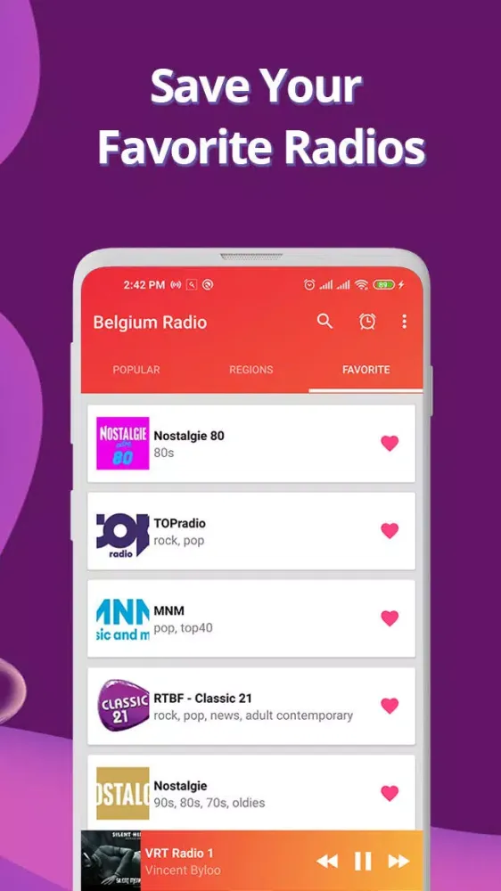 Captures d'écran de Belgium Radio
