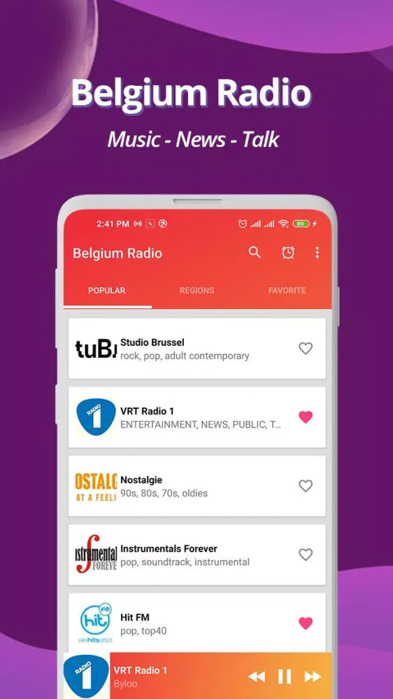 Captures d'écran de Belgium Radio