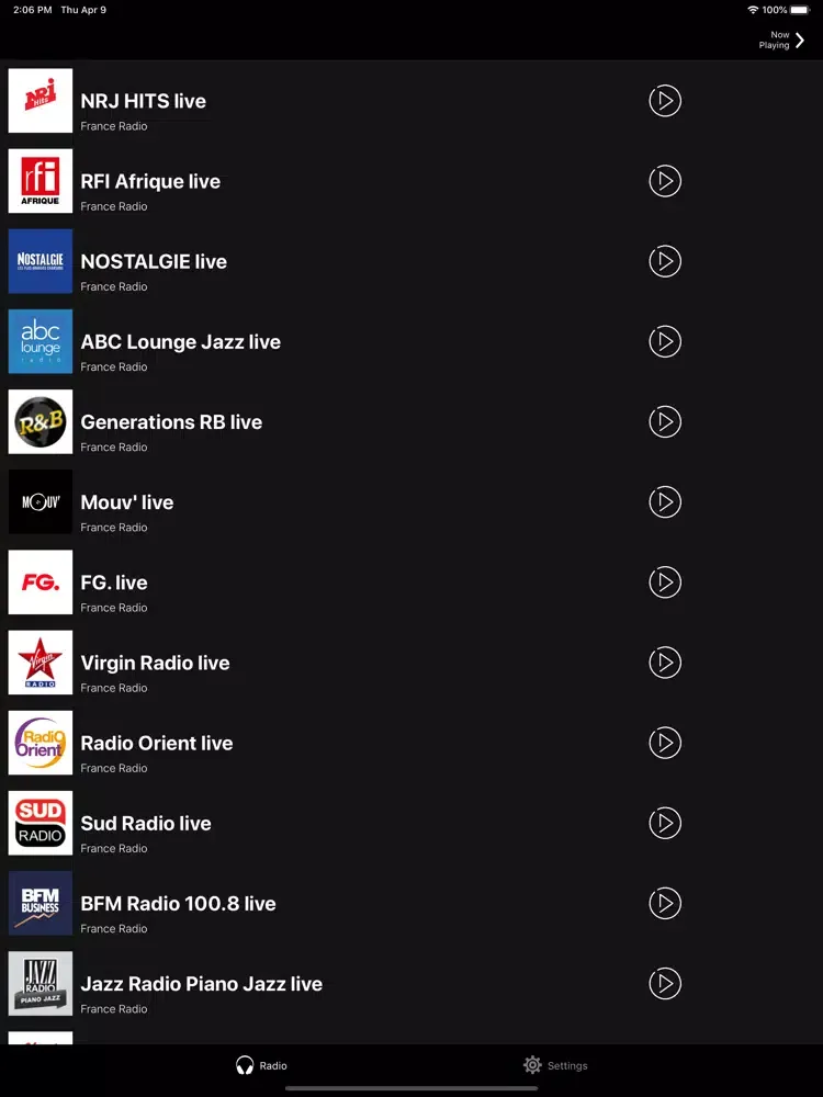Ảnh chụp màn hình của France Radio Online | FM et AM iPad 