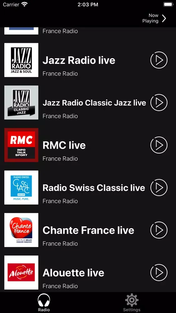 Ảnh chụp màn hình của France Radio Online | FM et AM