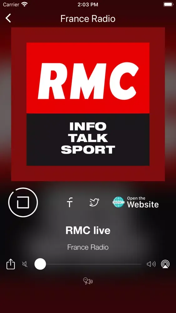Ảnh chụp màn hình của France Radio Online | FM et AM