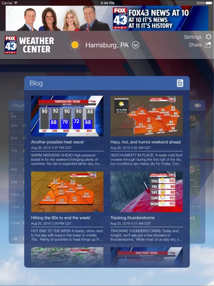 FOX43 Harrisburg Weather iPad  Screenshots