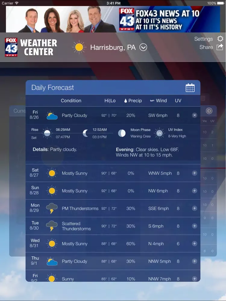 FOX43 Harrisburg Weather iPad  Screenshots