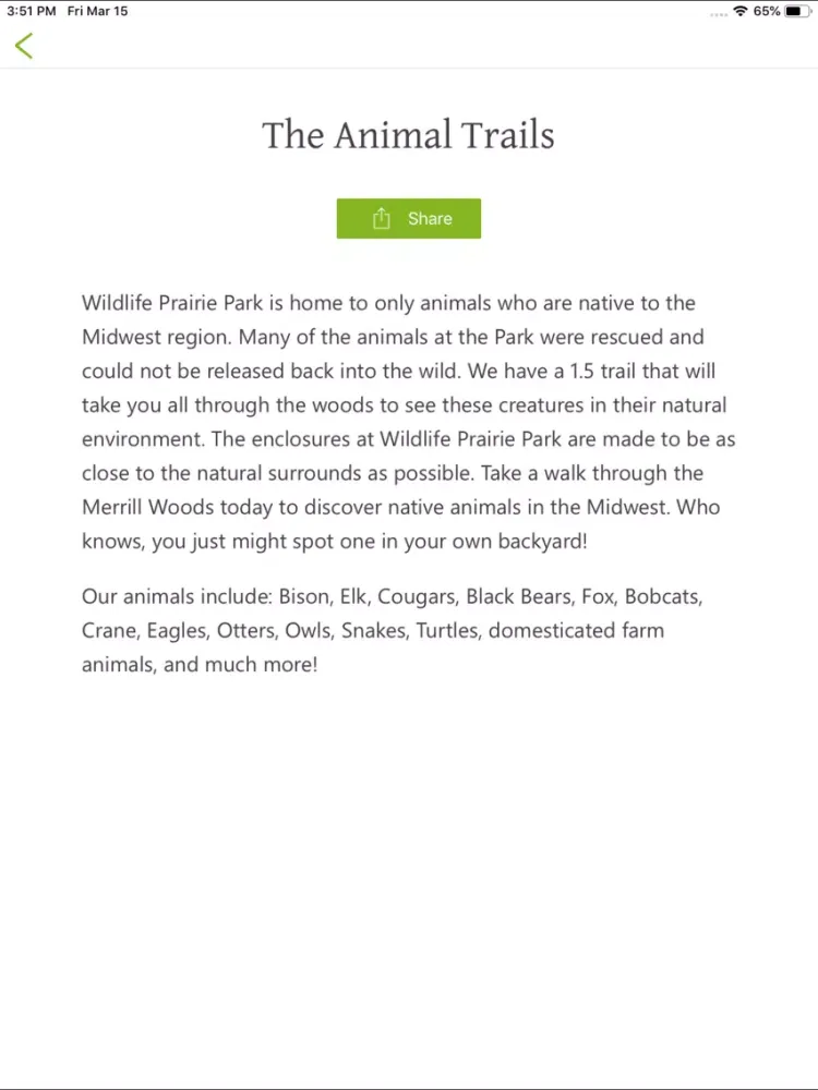Скриншоты Wildlife Prairie Park iPad 