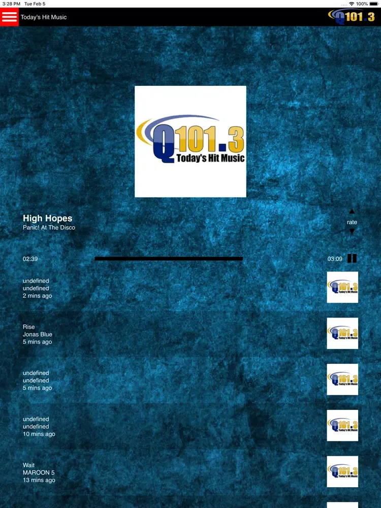 Today's Hits Q101.3 iPad  स्क्रीनशॉट