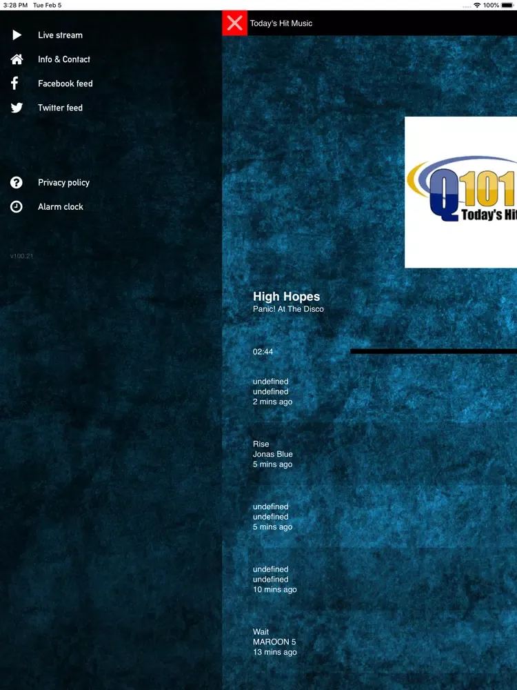 Today's Hits Q101.3 iPad  स्क्रीनशॉट