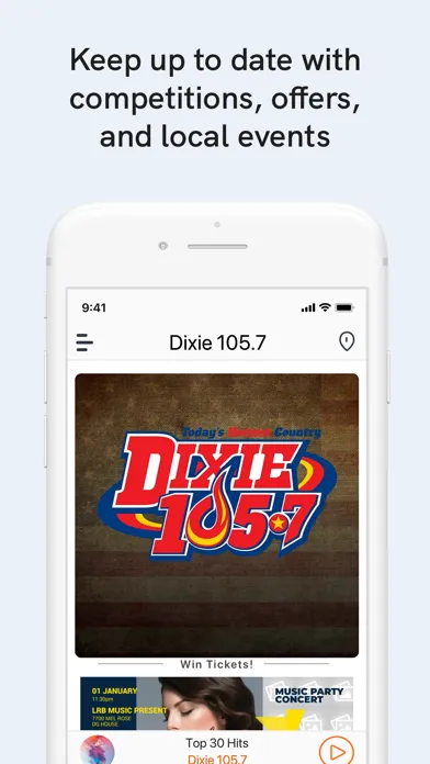 Tangkapan skrin Dixie 105.7