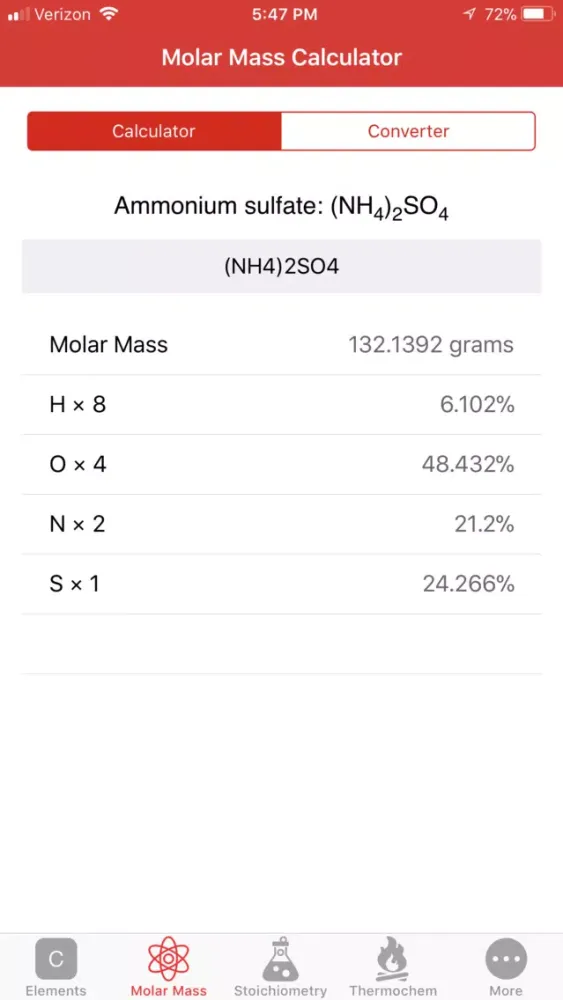 ChemCalc: Chemistry Calculator 스크린샷