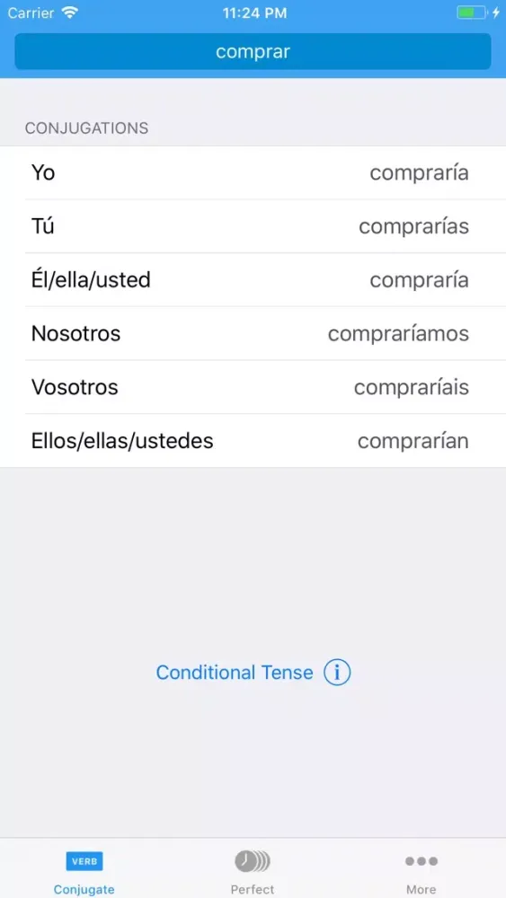 Zrzuty ekranu Conjugate Spanish Verbs