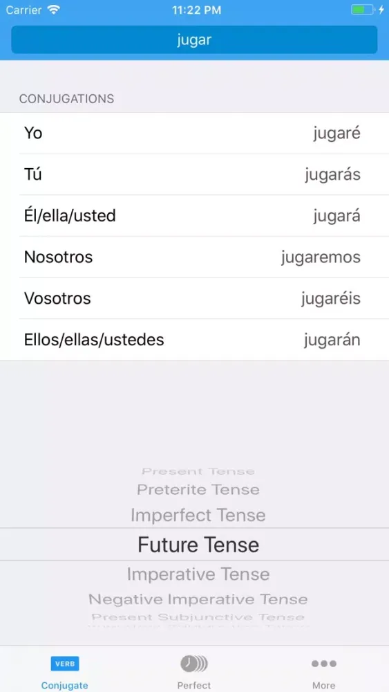 Zrzuty ekranu Conjugate Spanish Verbs
