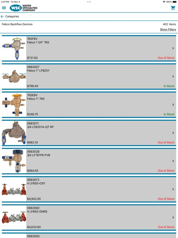 Screenshot di Water Specialties iPad 