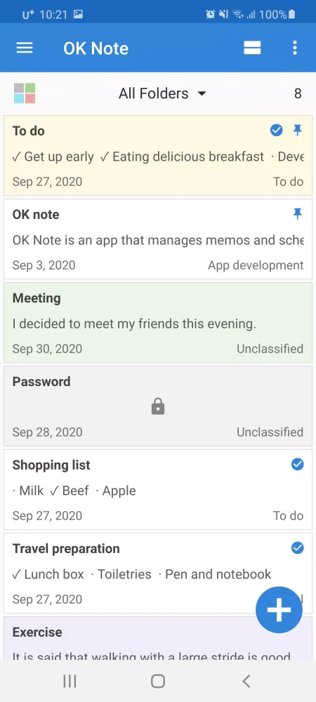 Tangkapan skrin OK Note