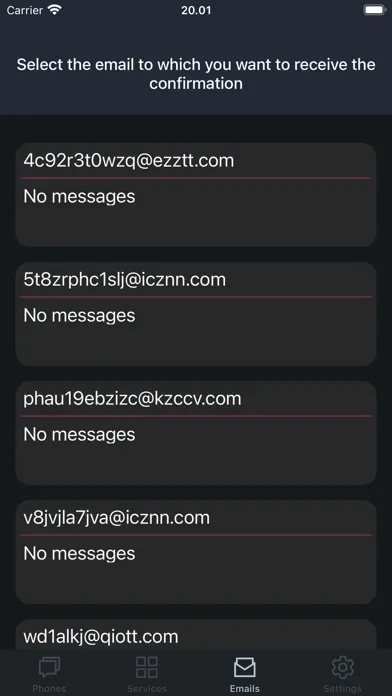SMS & Email: Confirm Screenshots