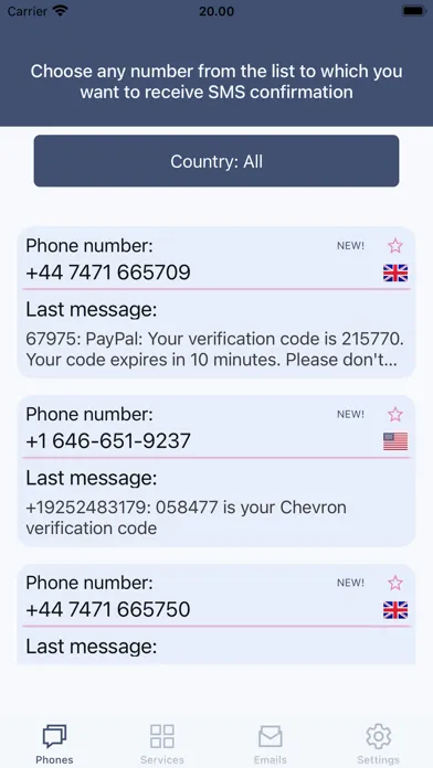 SMS & Email: Confirm Screenshots