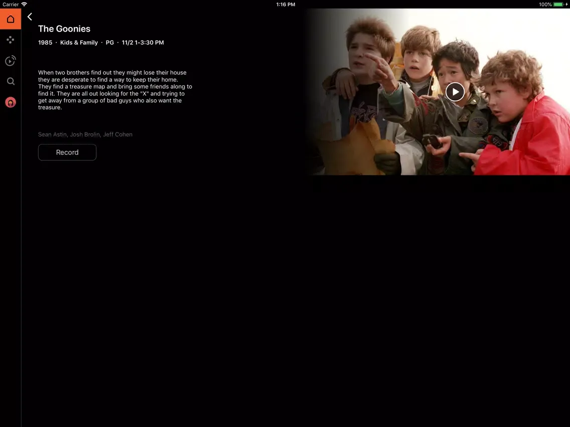 Tangkapan layar WST TV Now iPad 
