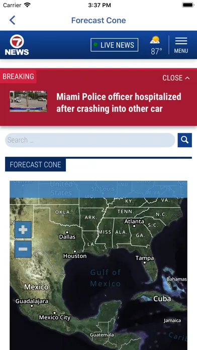 Tangkapan skrin WSVN Hurricane Tracker