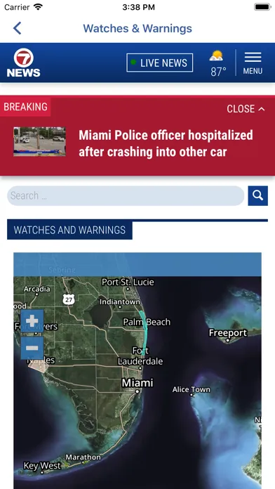 Tangkapan skrin WSVN Hurricane Tracker