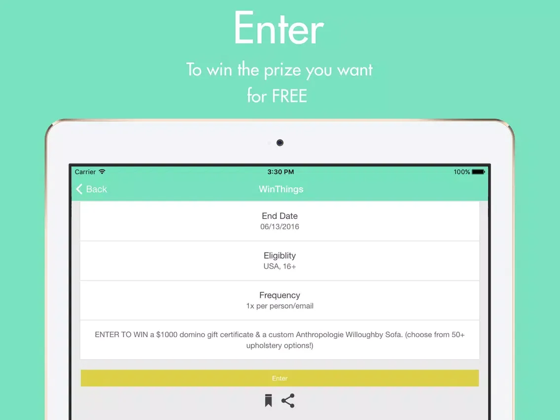Zrzuty ekranu WinThings - Free Stuff, Prizes, Contests, Giveaways, & Sweepstakes iPad 