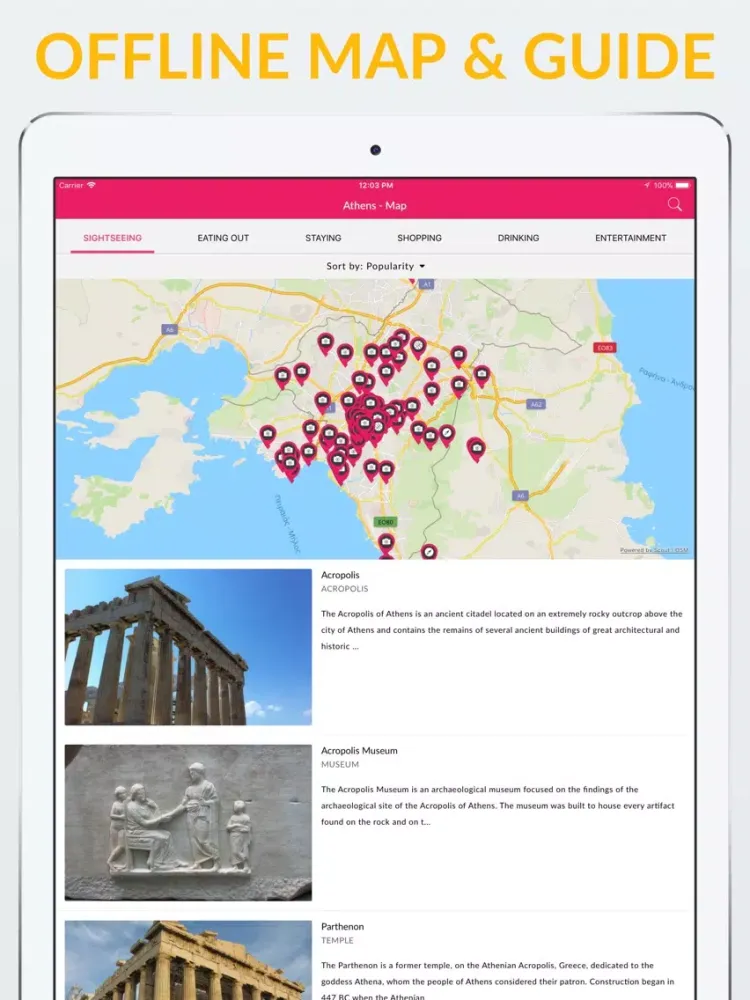 Athens Offline Map & Guide iPad 应用截图
