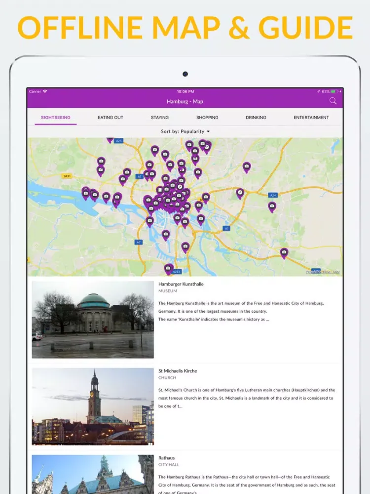 Hamburg Offline Map & Guide iPad 应用截图
