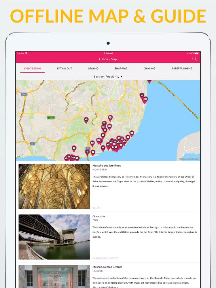 Capturas de pantalla de Lisbon Offline Map & Guide iPad 