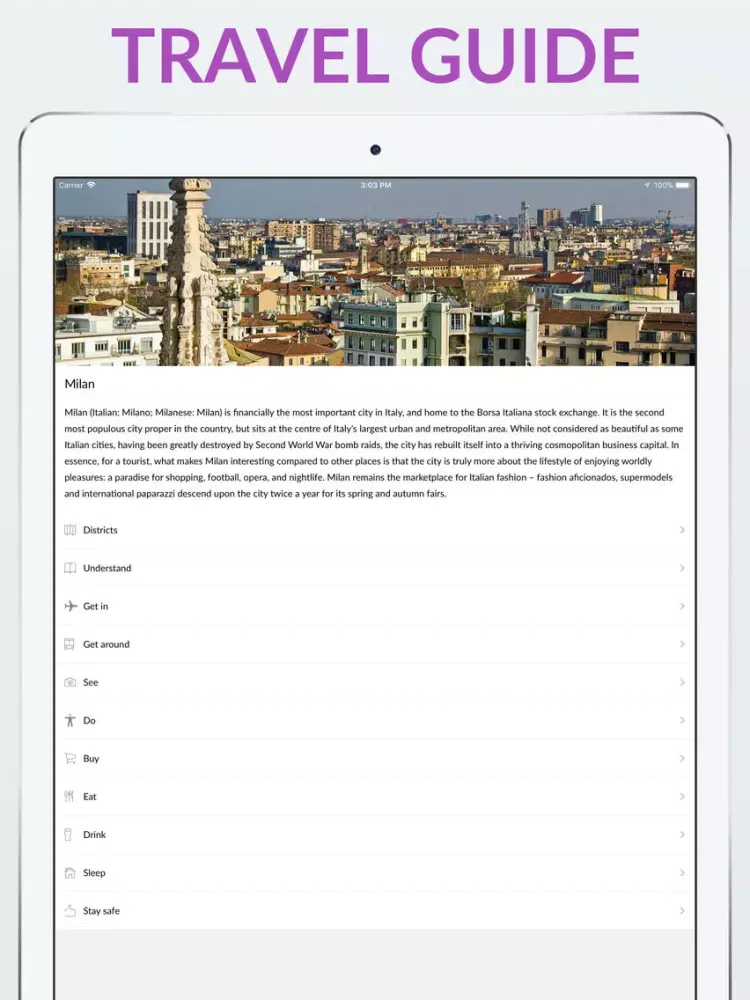 Capturas de pantalla de Milan Offline Map & Guide iPad 